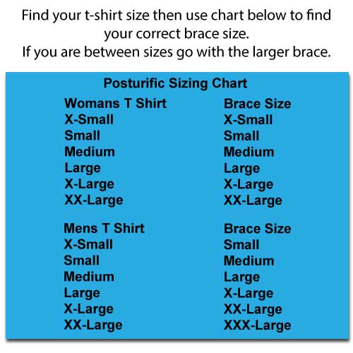 posture brace size chart posturific brace
